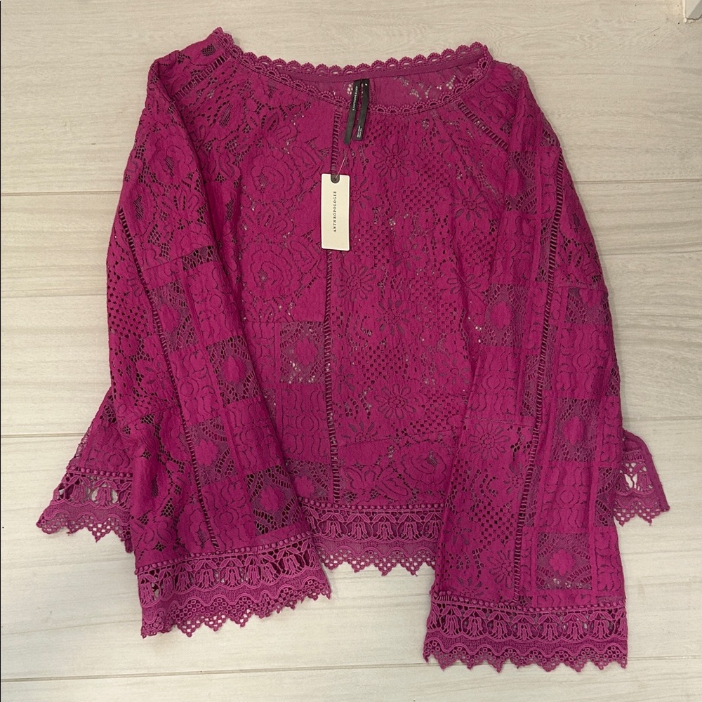 Anthropologie Fuchsia Lace Blouse